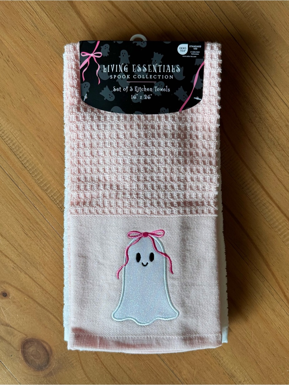 Coquette Ghost with Pink Ribbon Bow Cute Halloween Towels Set
